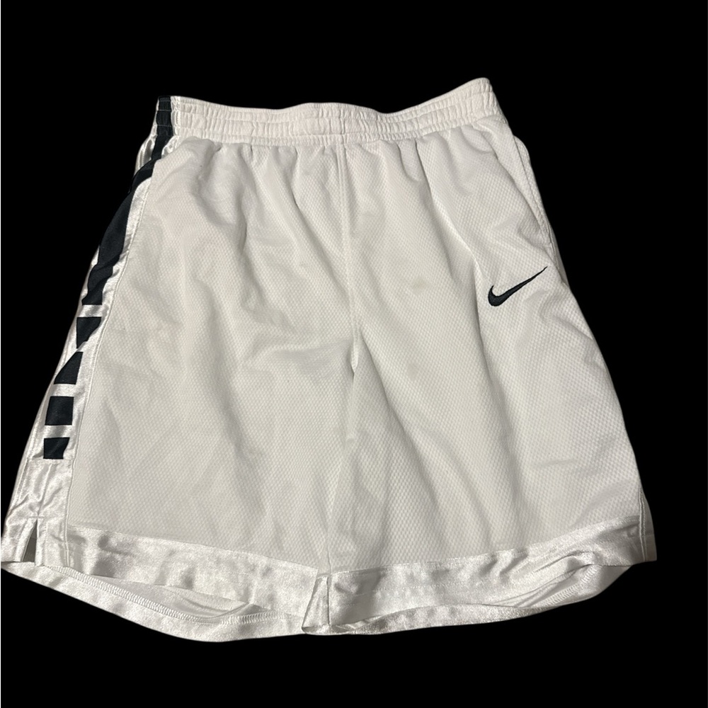 Nike Men's White Shorts with Black Swoosh